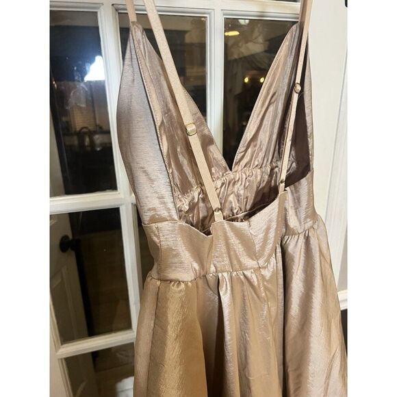 Iris Gold Iridescent Hi Low Baby Doll Maxi Dress Sz L Y2K Fairy Formal. Aa - Picture 6 of 10